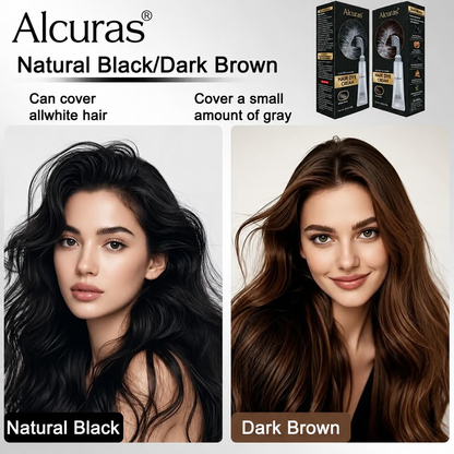 🔥Last Day 49% OFF -🌿Alcuras® Hair Dye Cream Comb  — Portable Home Use, triple treatment, contains hyaluronic acid, 100% coverage of gray hair, available in black and brown, 1 box (includes hair dyeing tools)
