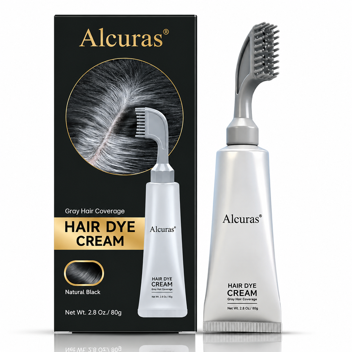 🔥Last Day 49% OFF -🌿Alcuras® Hair Dye Cream Comb  — Portable Home Use, triple treatment, contains hyaluronic acid, 100% coverage of gray hair, available in black and brown, 1 box (includes hair dyeing tools)