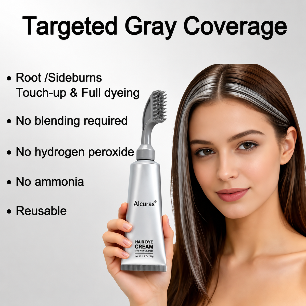 🔥Last Day 49% OFF -🌿Alcuras® Hair Dye Cream Comb  — Portable Home Use, triple treatment, contains hyaluronic acid, 100% coverage of gray hair, available in black and brown, 1 box (includes hair dyeing tools)